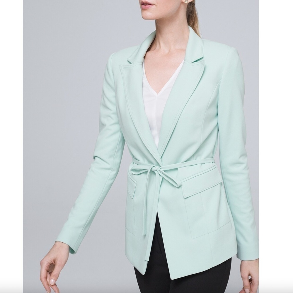 White House Black Market Light Blue Soft Blazer With Removable Belt